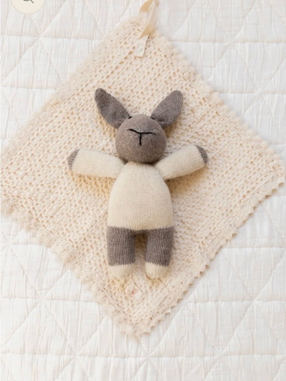 New Grain Pewter Rabbit 100% Alpaca Hand Knit Bunny